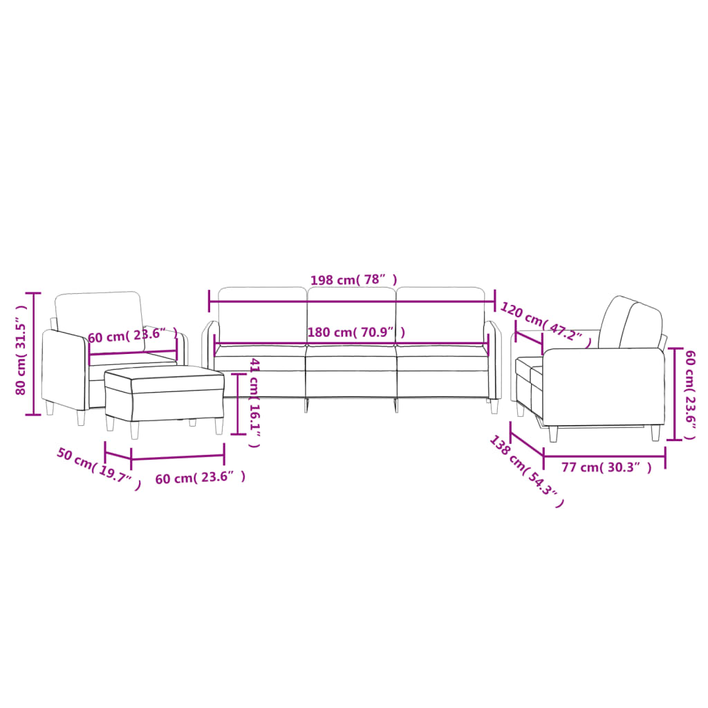 Sofas set 4 pieces light gray velvet