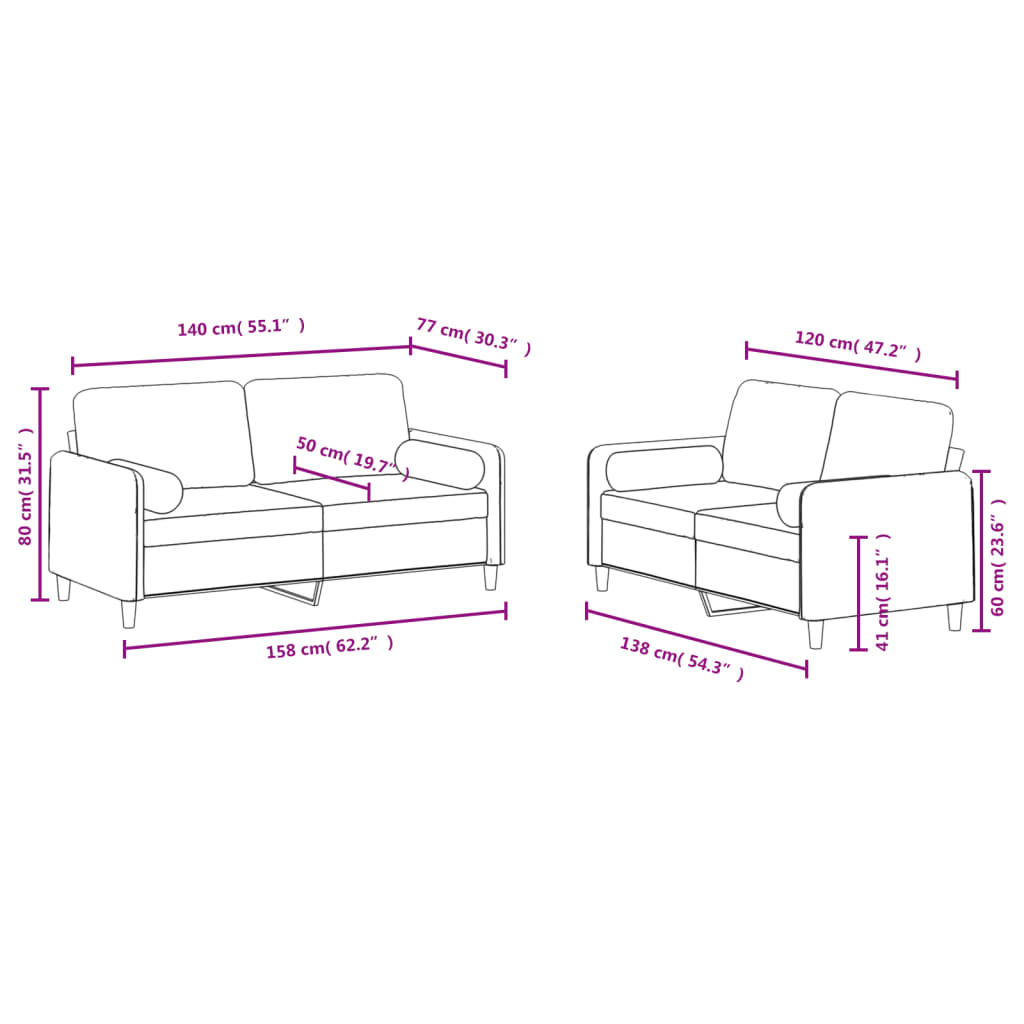 Sofas game with 2 pieces yellow velvet