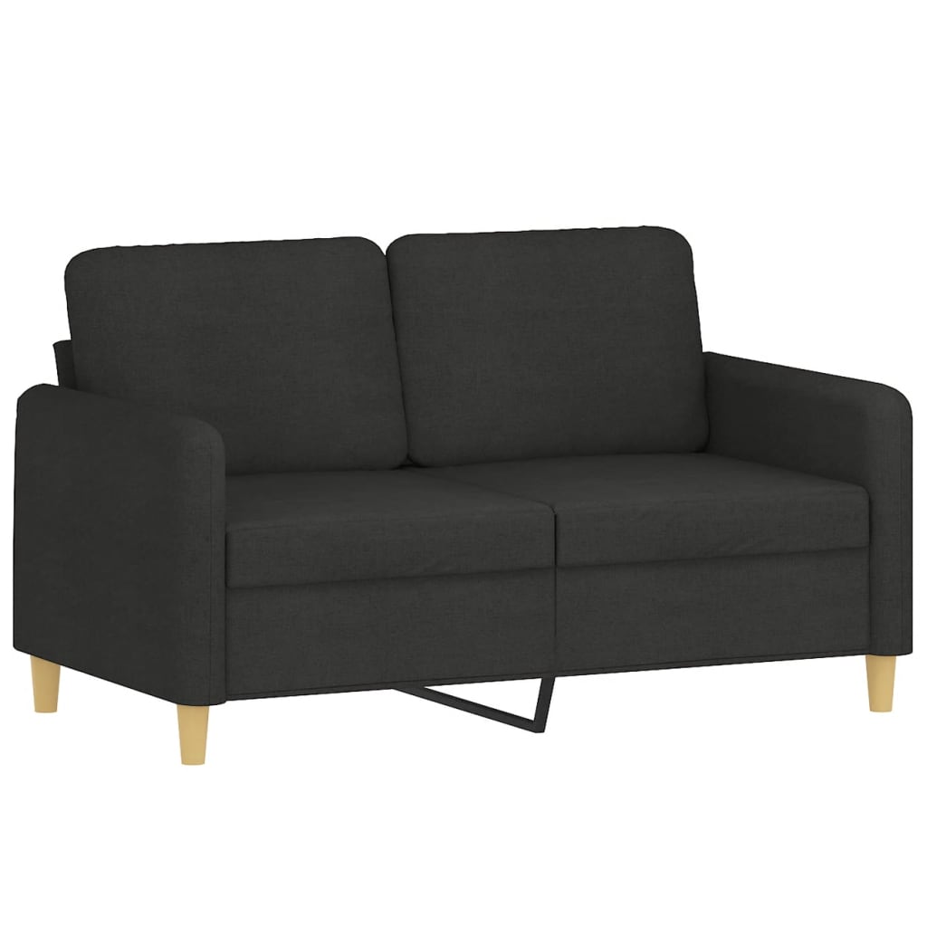 Sofas game with cushions 2 pieces black fabric