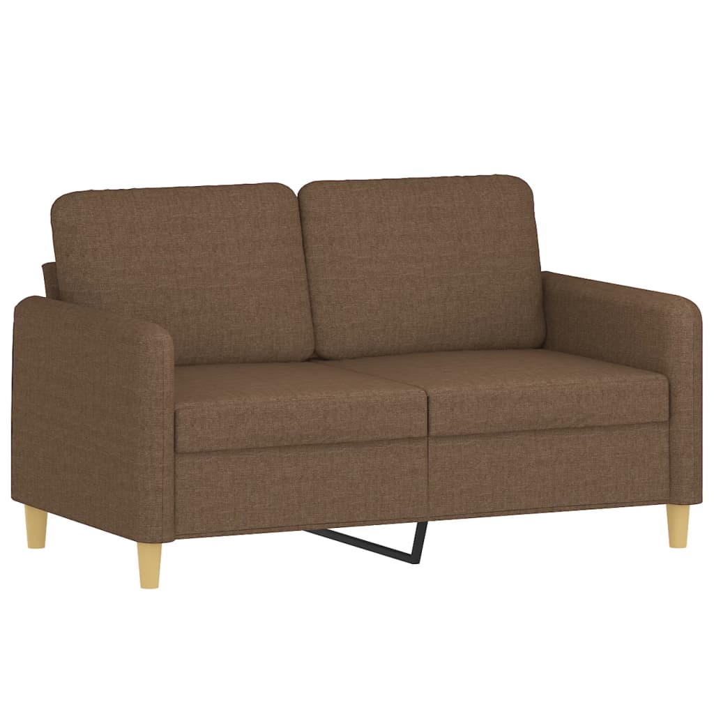 Sofas game with cushions 2 pieces brown fabric