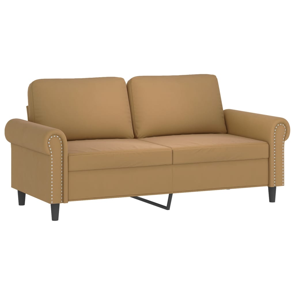 Sofas game with cushions 2 pieces Brown velvet v37