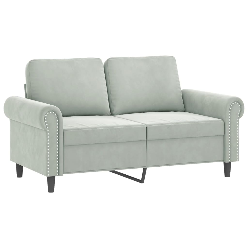 Sofas game with cushions 2 pieces light gray velvet