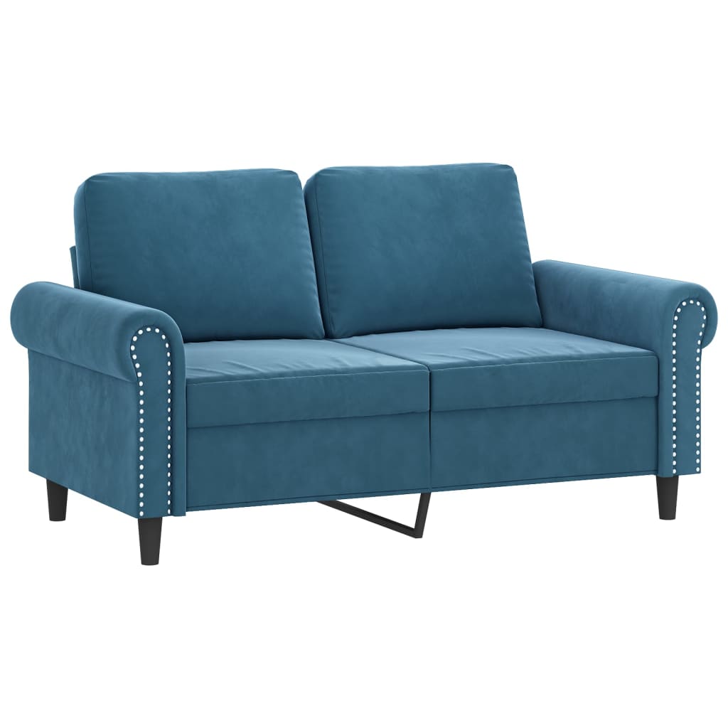 Sofas game with cushions 2 pieces blue velvet