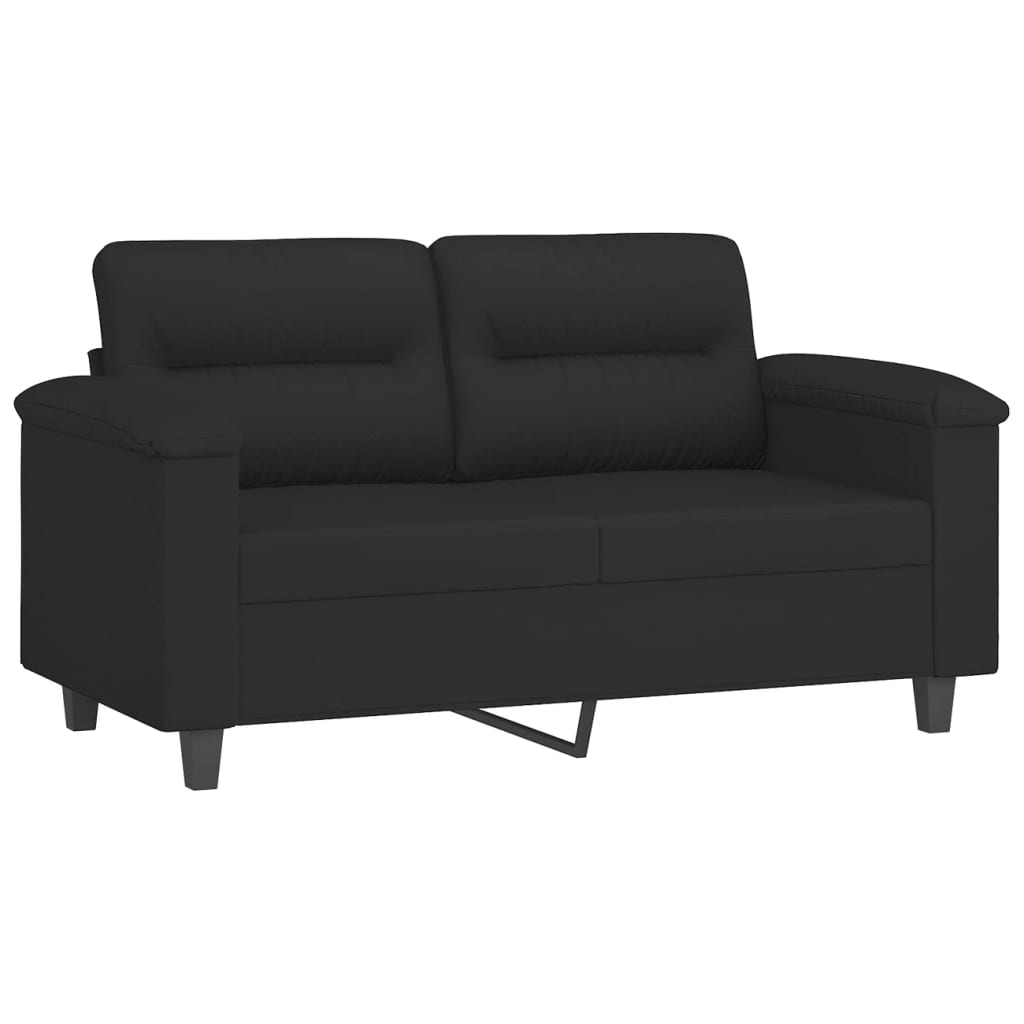 Sofas game with cushions 2 pieces black microfiber