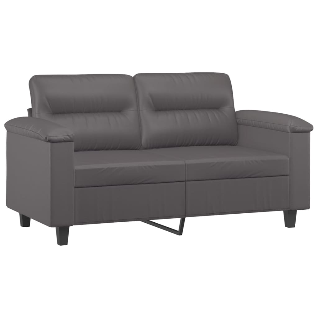 Sofas game with cushions 2 pieces synthetic leather gray