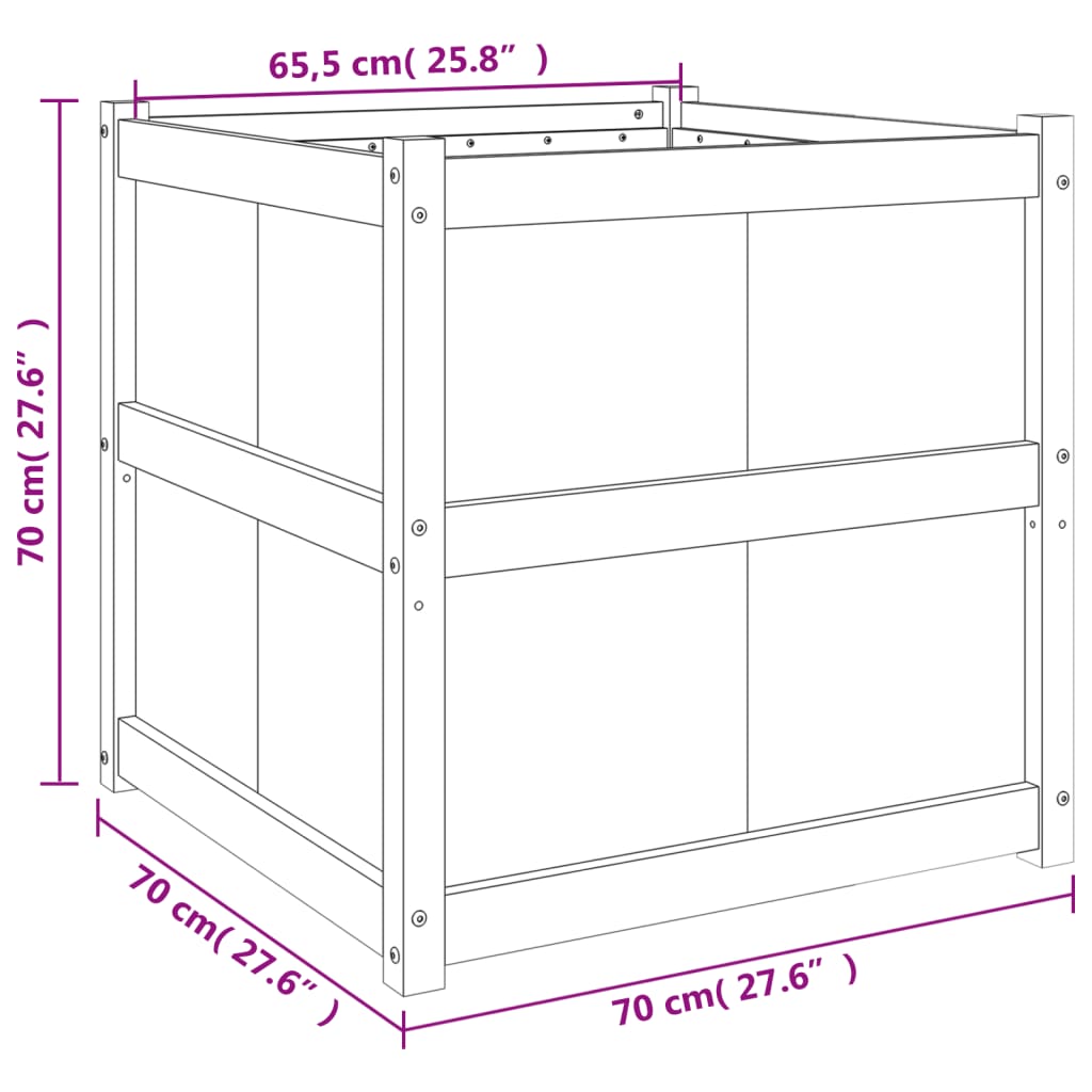 Jardinera de madera maciza de pino blanca 70x70x70 cm vidaXL