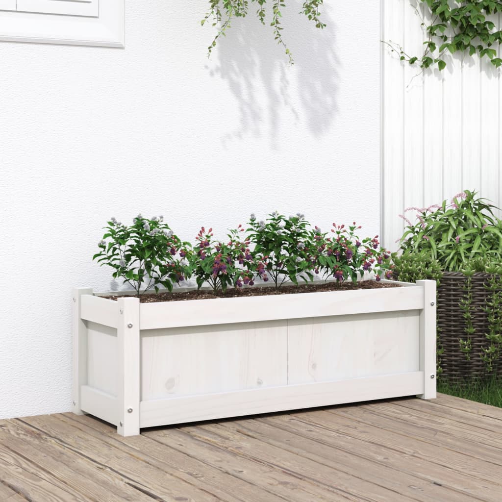 Jardinière en pin blanc massif 90x31x31 cm v6037 Vetonek