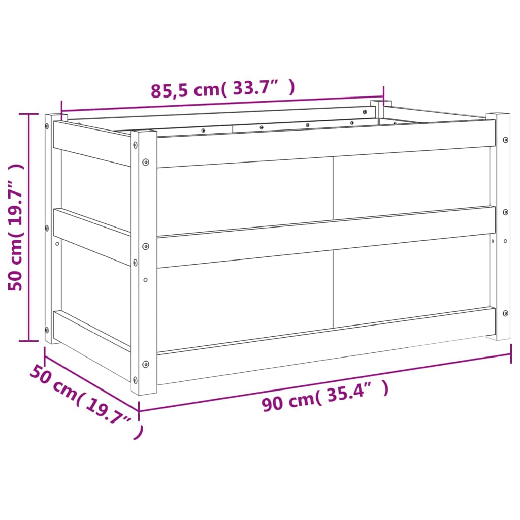 Jardinera de madera maciza de pino blanca 90x50x50 cm vidaXL