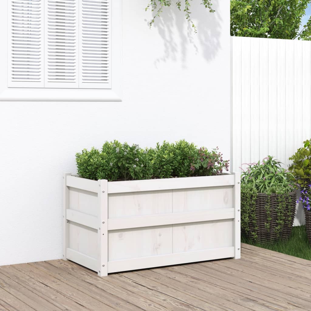 Jardinera de madera maciza de pino blanca 90x50x50 cm vidaXL