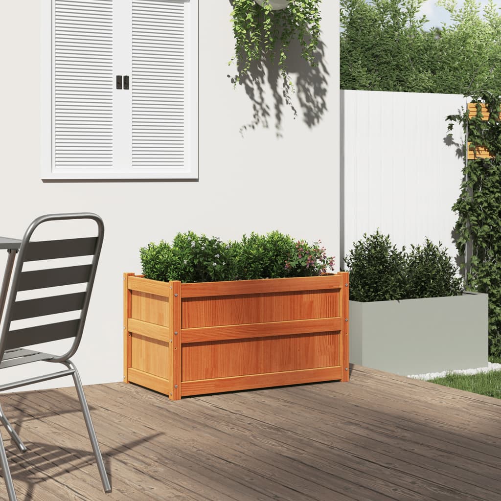 Jardinera exterior madera maciza pino marrón cera 90x50x50 cm vidaXL