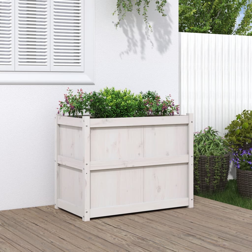 Jardinière en pin blanc massif 90x50x70 cm v6181 Vetonek
