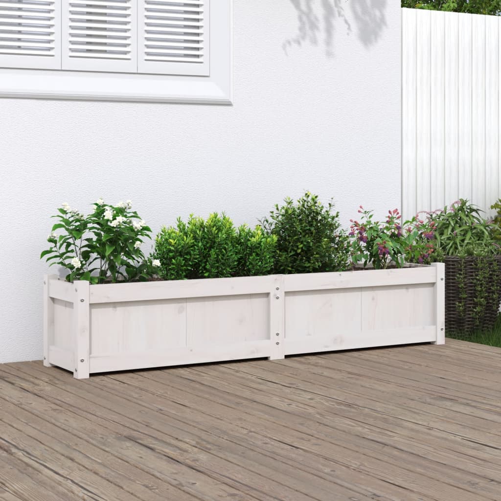 Jardinière en pin blanc massif 150x31x31 cm v6235 Vetonek