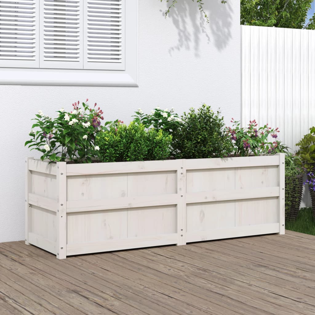 Jardinière en pin blanc massif 150x50x50 cm v6303 Vetonek