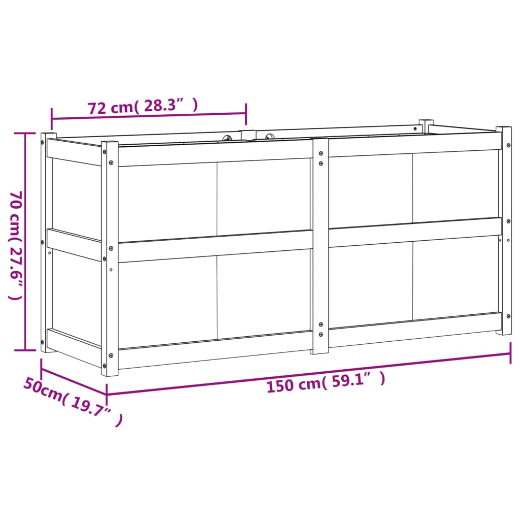 Jardinera de madera maciza de pino 150x50x70 cm vidaXL