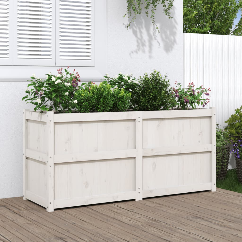 Jardinière en pin blanc massif 150x50x70 cm v6341 Vetonek