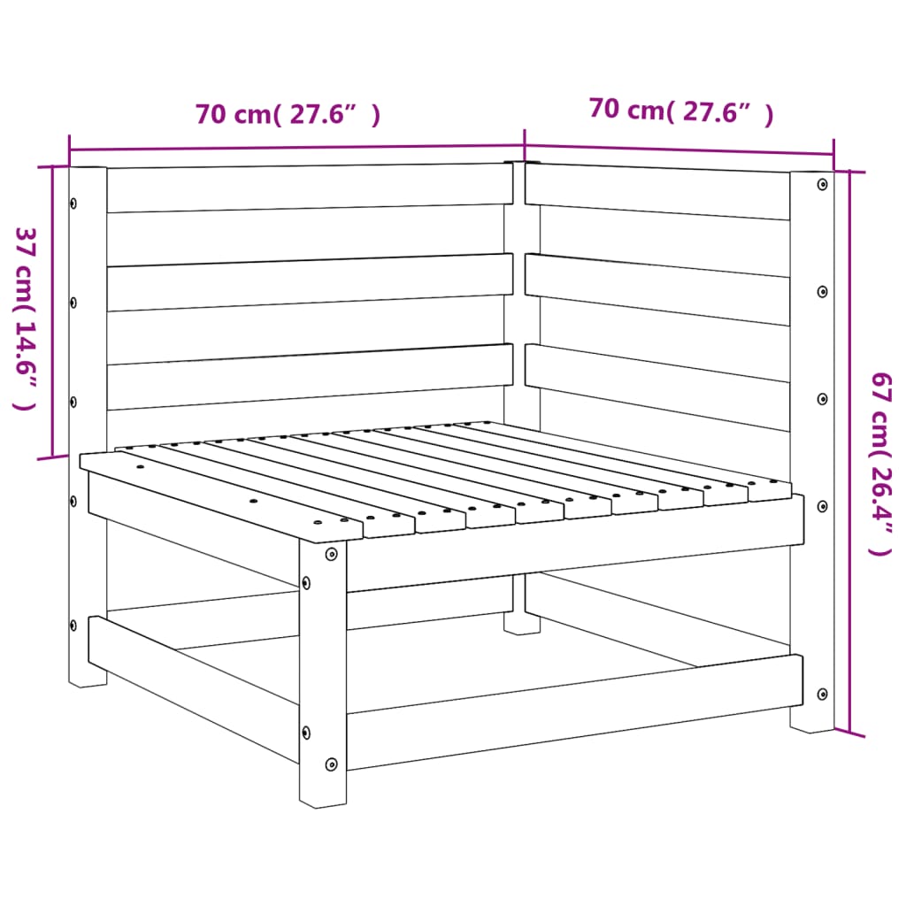 Sofás esquineros jardín 2 uds madera maciza Douglas 70x70x67cm