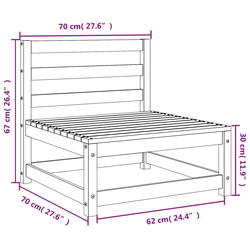 Canapé de jardin sans bois massif Douglas 70x70x67 cm