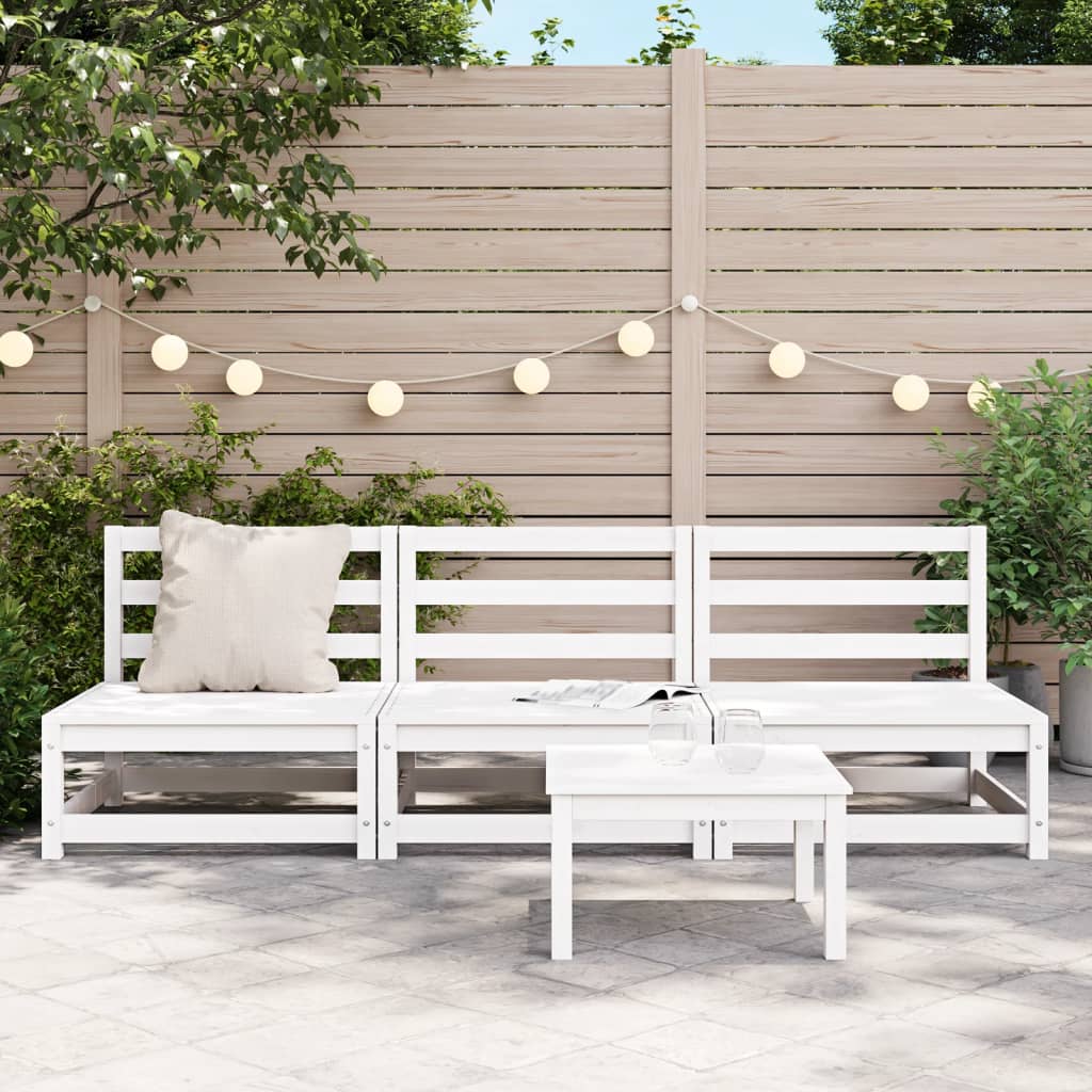 Divani da giardino senza bracciolo 3 unità in legno bianco 70x70x67 cm