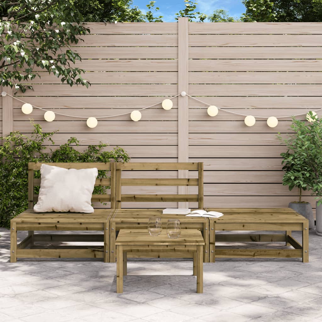 Garden sofa without armrest with pine wood rest