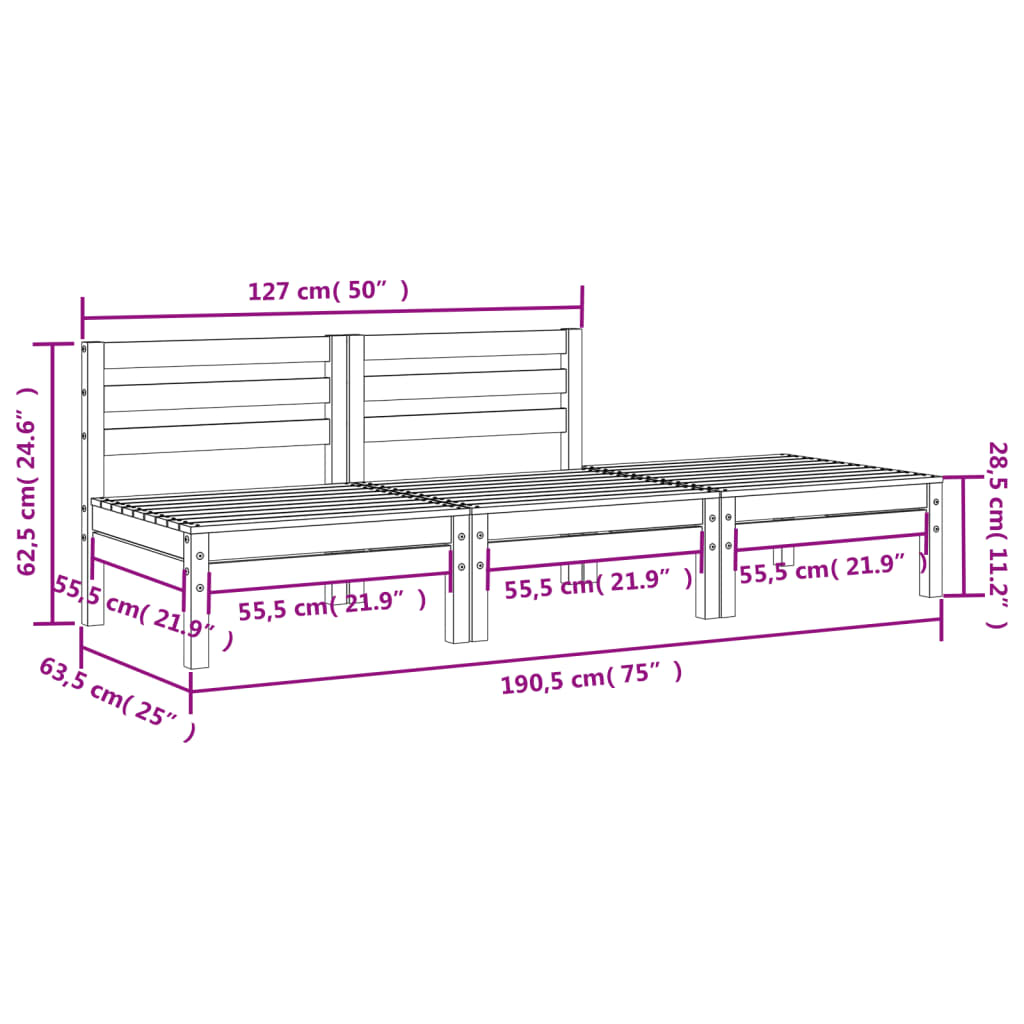 3 -seat garden garden sofa brown pine