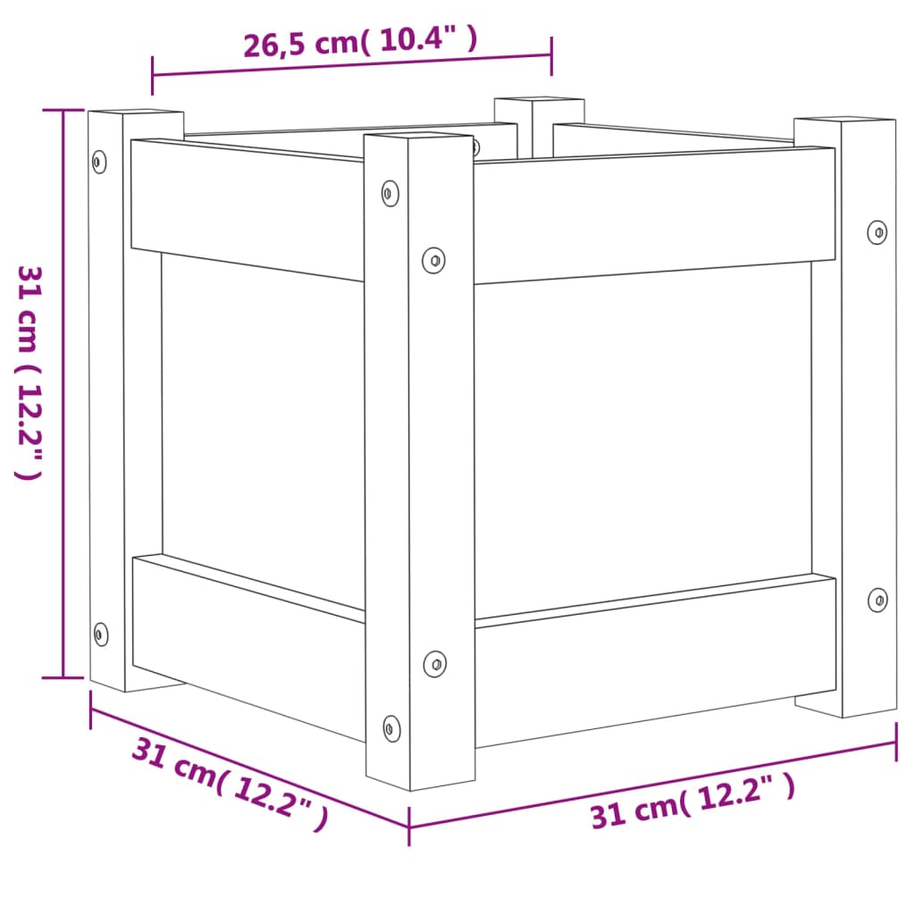 Jardinera madera maciza de abeto Douglas 31x31x31 cm vidaXL