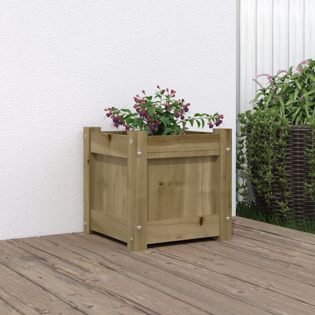 Jardinera madera maciza de pino impregnada 31x31x31 cm vidaXL