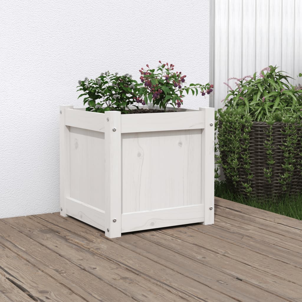 Jardinière en bois de pin blanc massif 40x40x40 cm v9588 Vetonek