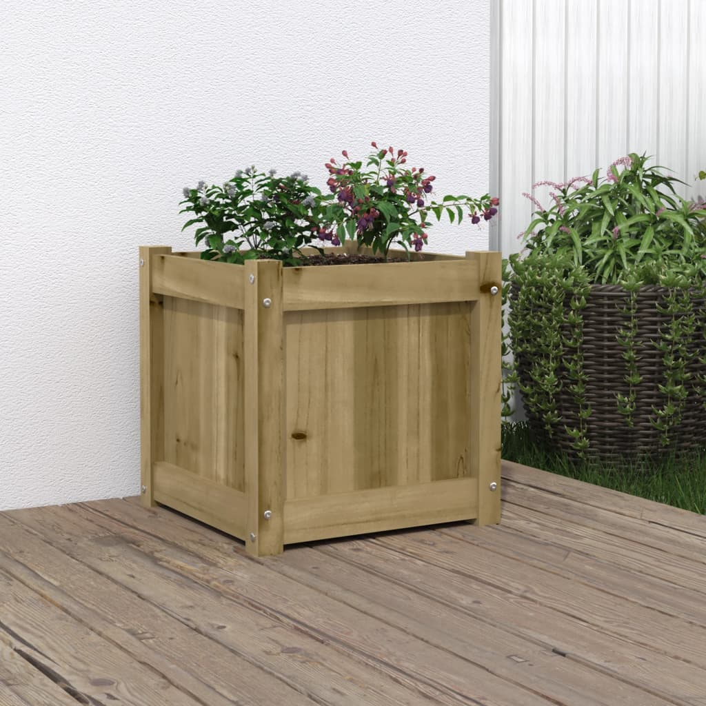 Vetonek Jardinera madera maciza de pino impregnada 40x40x40 cm