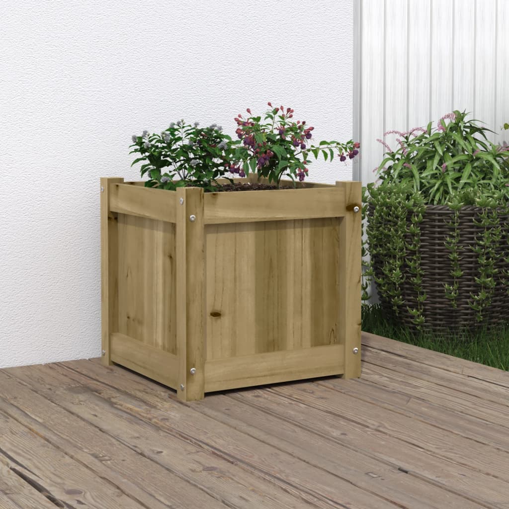 Jardinière en bois de pin massif imprégné 40x40x40 cm v9649 Vetonek