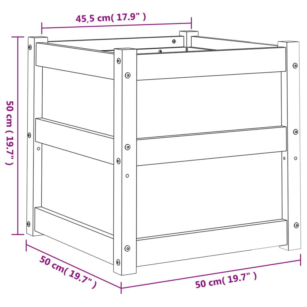 Jardinera madera maciza de pino 50x50x50 cm vidaXL