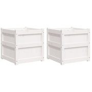 Vetonek Jardineras de exterior 2 unidades madera maciza de pino blanco