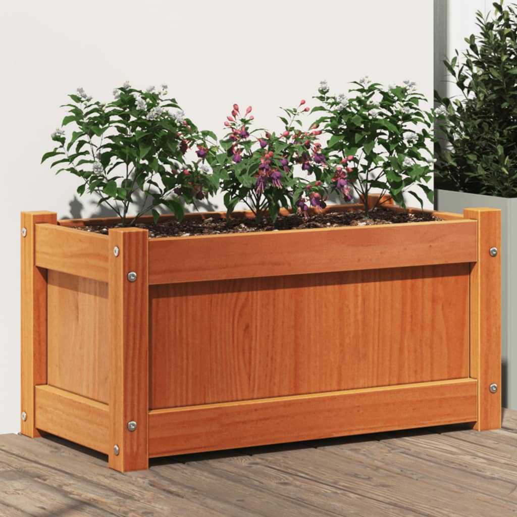 Vetonek Jardinera exterior madera maciza pino marrón cera 60x31x31 cm