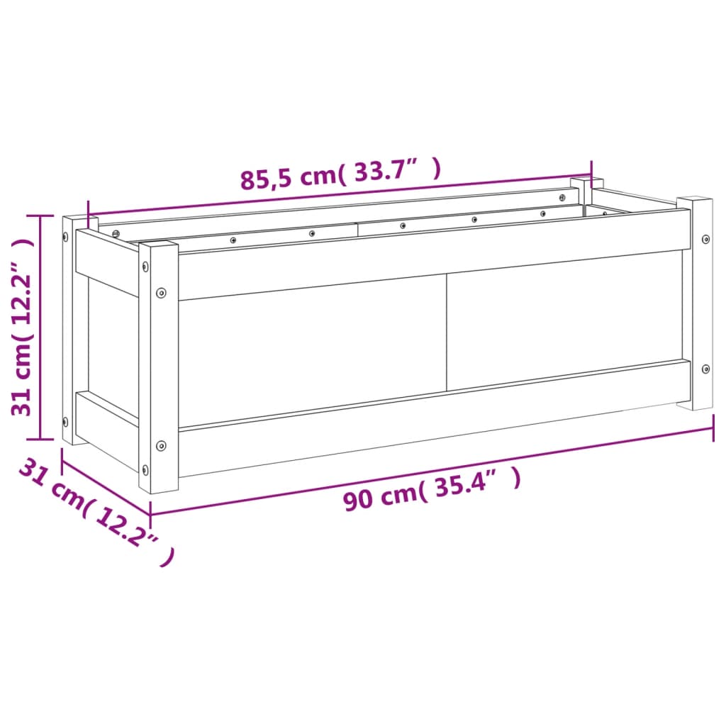 Douglas 90x31x31 cm Jardinier en bois massif