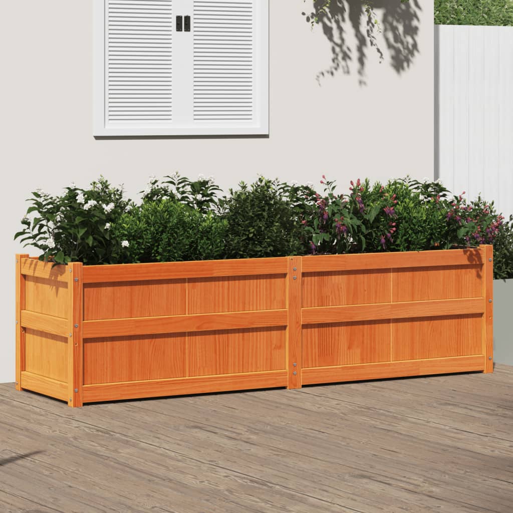 Vetonek Jardinera exterior madera maciza pino marrón cera 180x50x50cm