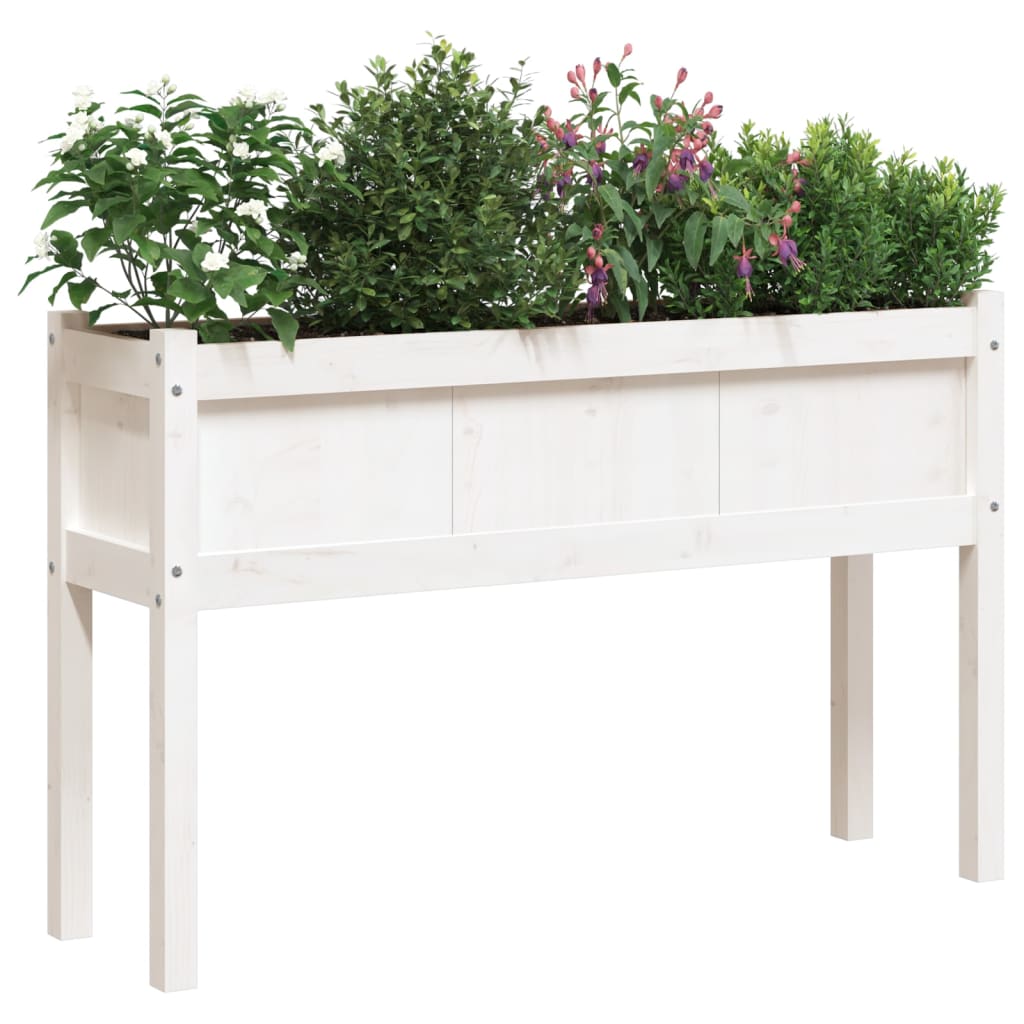 Jardinera con patas madera maciza de pino blanco 110x31x70 cm vidaXL