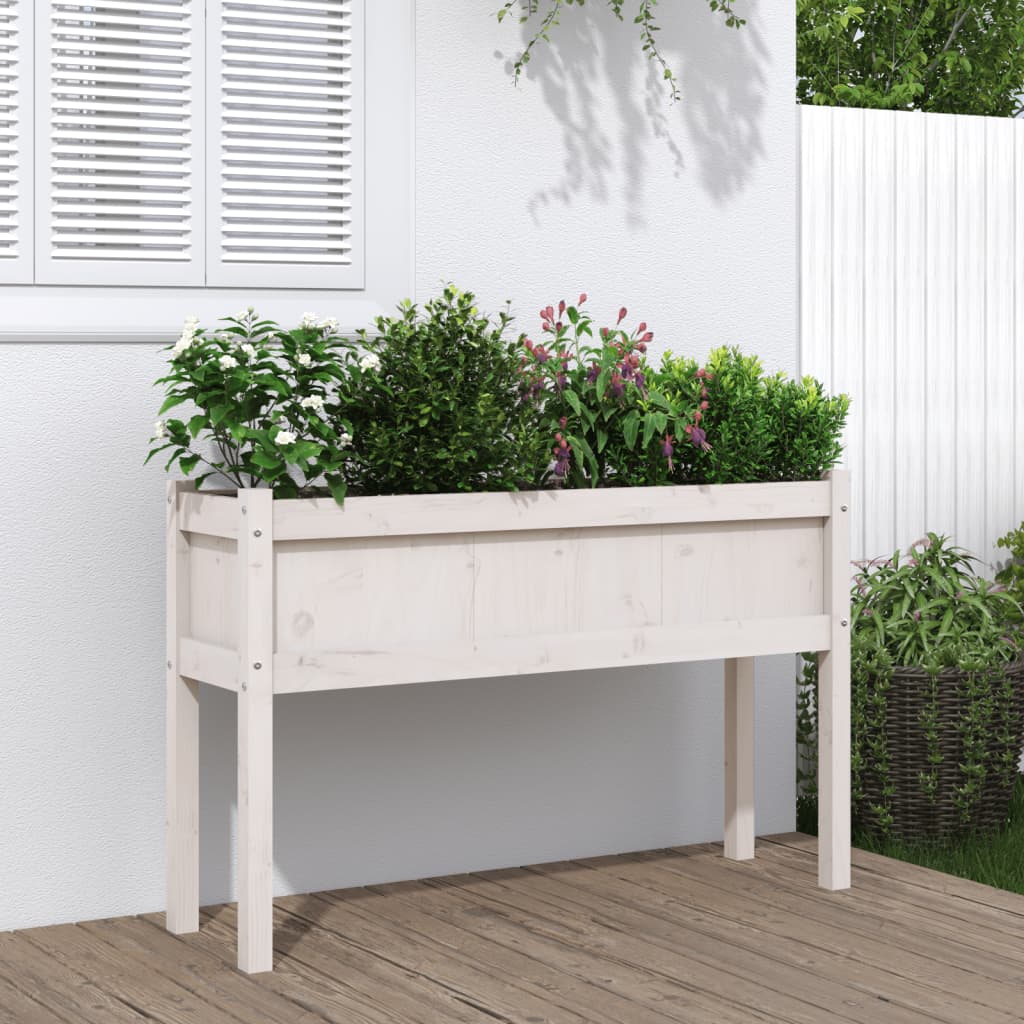 Jardinera con patas madera maciza de pino blanco 110x31x70 cm vidaXL