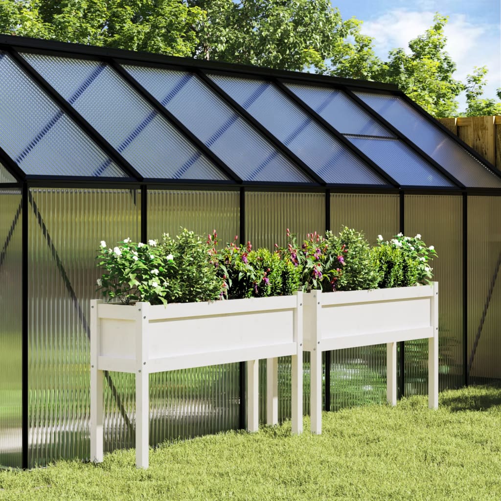 Jardineras exterior con patas 2 uds madera maciza pino blanco v0164 Vetonek