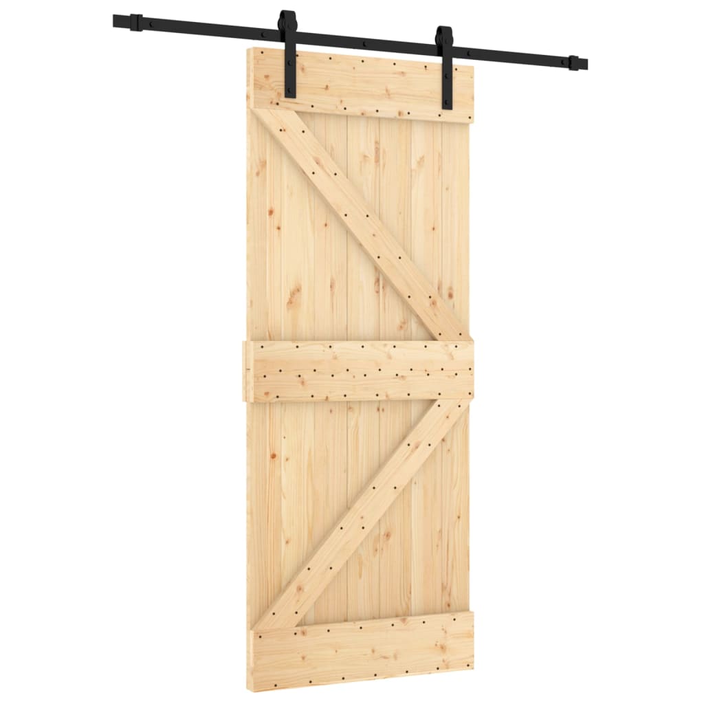 Puerta corredera con herrajes madera maciza de pino 85x210 cm - Vetonek