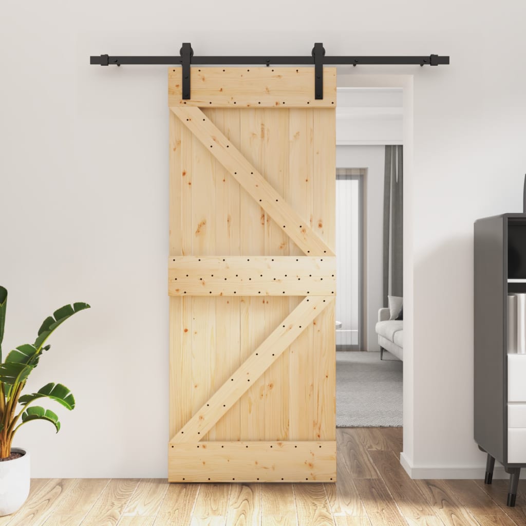 Puerta corredera con herrajes madera maciza de pino 85x210 cm vidaXL