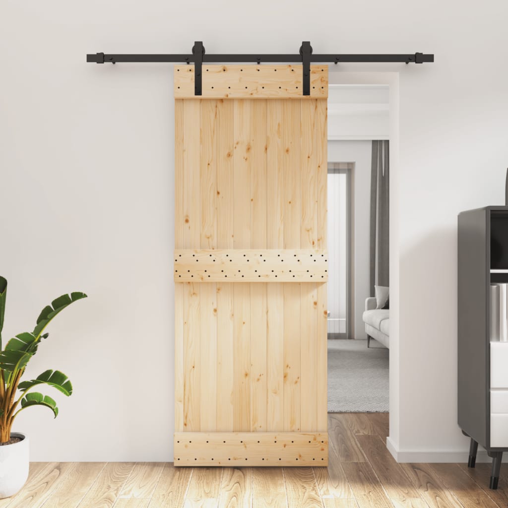 Puerta corredera con herrajes madera maciza de pino 80x210 cm vidaXL