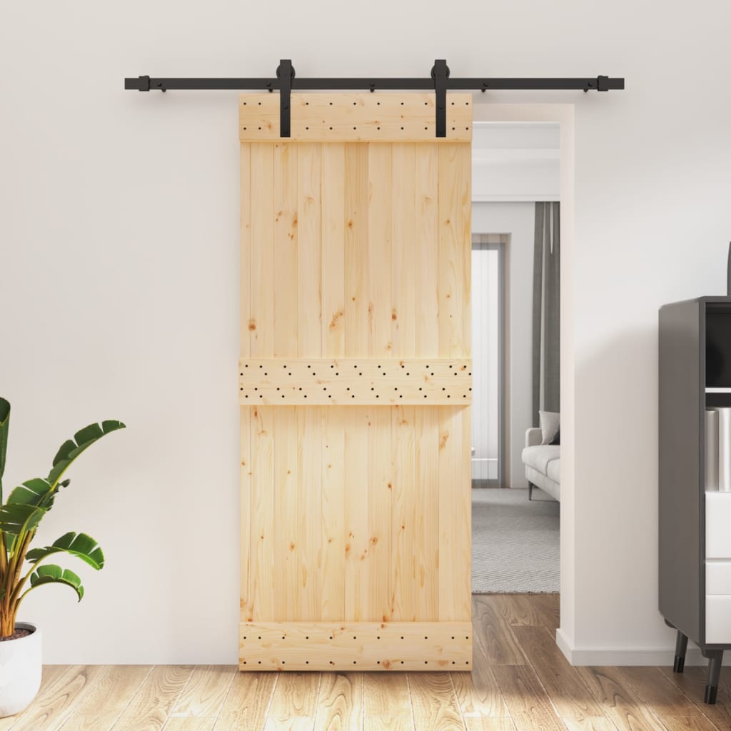 Vetonek Puerta corredera con herrajes madera maciza de pino 85x210 cm