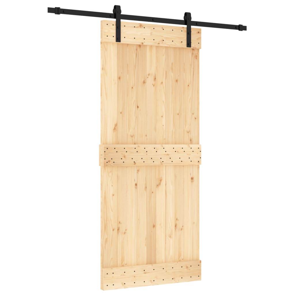 Puerta corredera con herrajes madera maciza de pino 90x210 cm - Vetonek