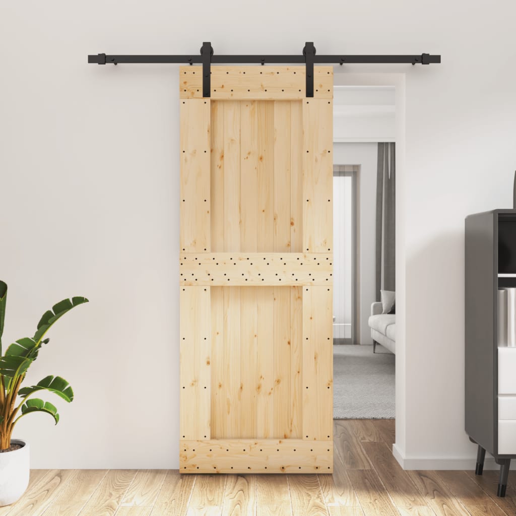 Vetonek Puerta corredera con herrajes madera maciza de pino 80x210 cm