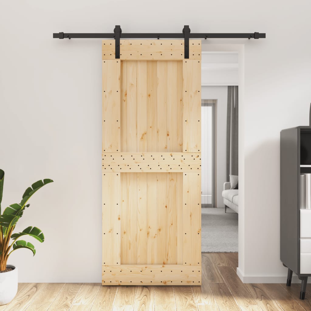 Vetonek Puerta corredera con herrajes madera maciza de pino 85x210 cm