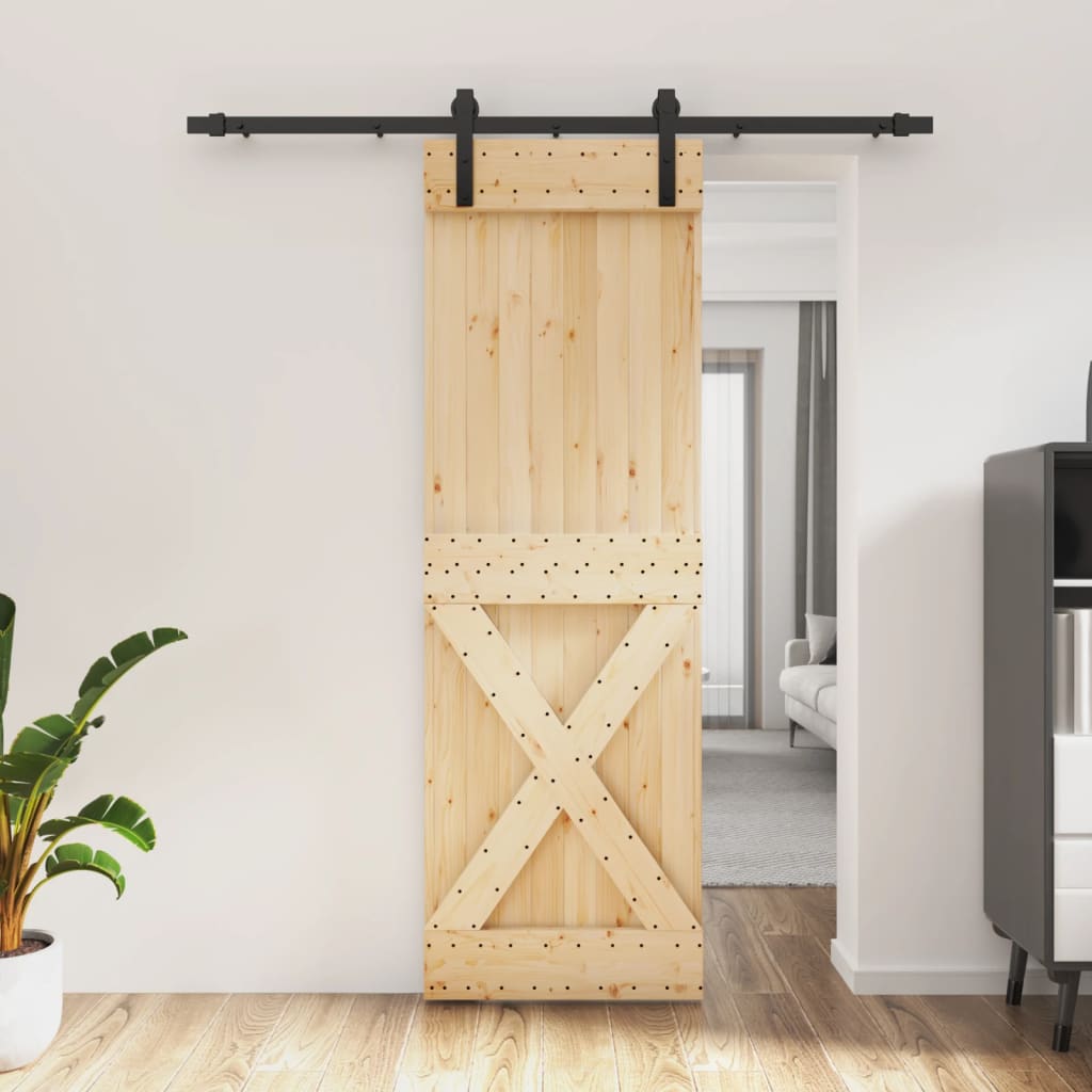 Puerta corredera con herrajes madera maciza de pino 70x210 cm vidaXL