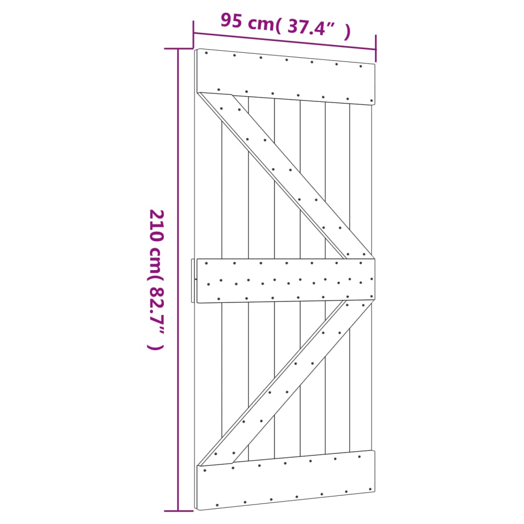 Puerta corredera con herrajes madera maciza de pino 95x210 cm vidaXL