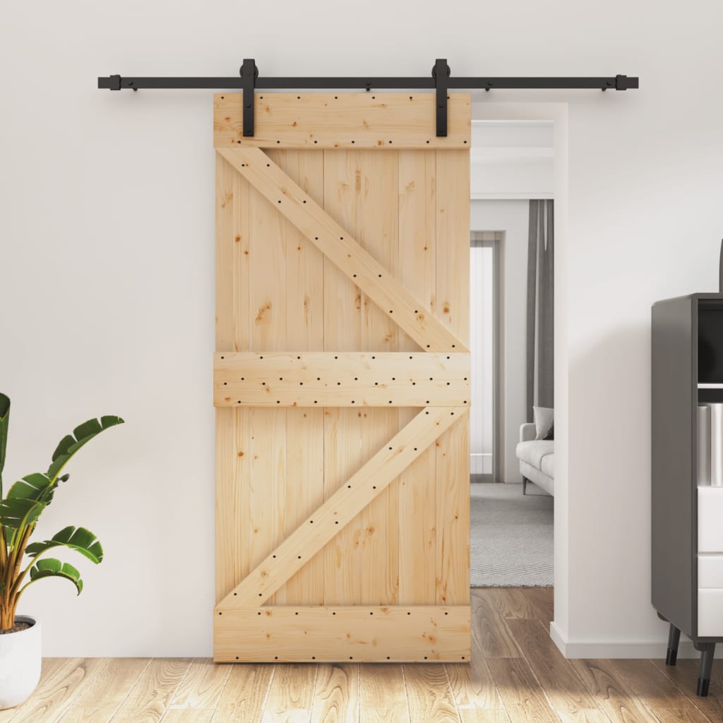 Puerta corredera con herrajes madera maciza de pino 95x210 cm vidaXL