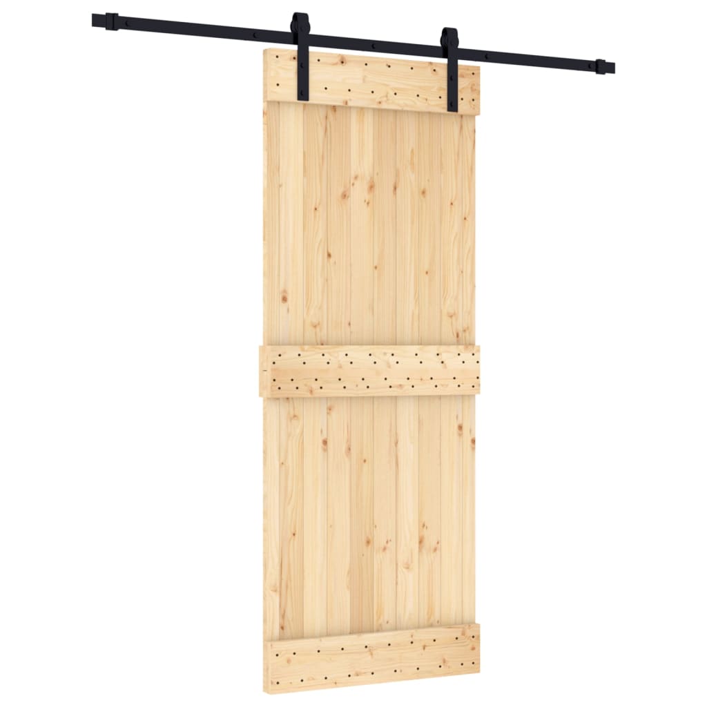 Puerta corredera con herrajes madera maciza de pino 80x210 cm - Vetonek