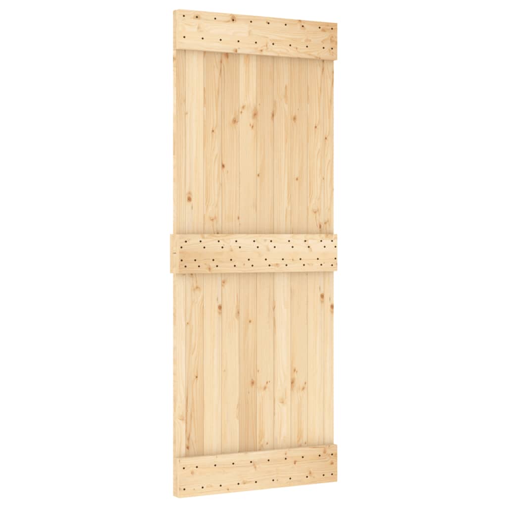 Puerta corredera con herrajes madera maciza de pino 80x210 cm - Vetonek