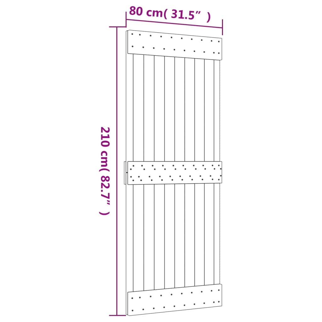 Puerta corredera con herrajes madera maciza de pino 80x210 cm vidaXL